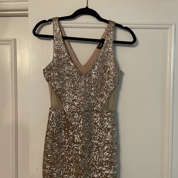 Bebe Gold Sequin Mini Dress